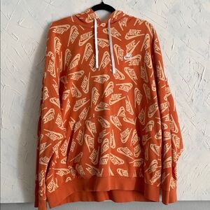 Nike Orange and White Logo Hoodie